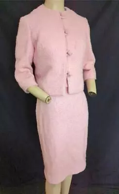 1950's Vintage Pink Poodle Cloth 3 Piece Jackie-o Suit -38  Bust-usa • $49.99