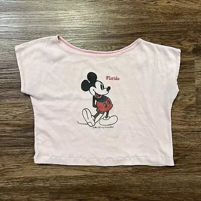 Vintage Walt Disney 90s Mickey Mouse Crop Shirt Pink Florida Short Sleeve Sm? • $15