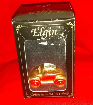 Elgin Collectible Mini Clock Gold Volkswagen Beetle - New Sealed In Box • $6.43