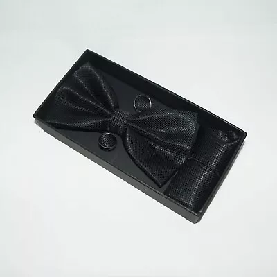 £5 • Buy Mens Boxed BOW Tie Cufflinks Pocket Square Set - Wedding Party Gift 