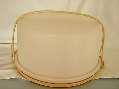 Vintage Tupperware Cake Carrier 1256 Harvest Gold With Handle - Euc • $10.13