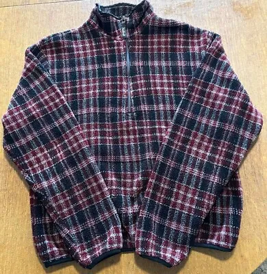 Vintage Woolrich Jacket Mens Fleece Pullover Plaid 1/4 Zip Medium • $39
