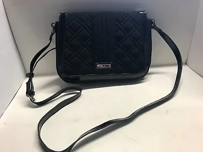 Vera Bradley Black Microfiber Quilted Purse/Handbag 8“ X 11“ • $12.99