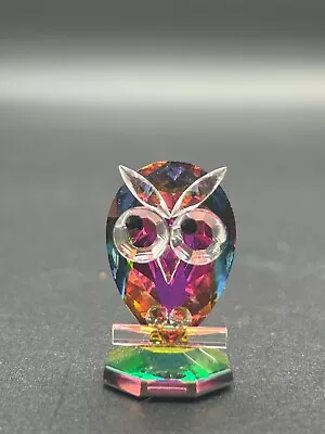 Vintage Iris Arc? Rainbow Vitrail Owl Crystal Figurine • $17.95