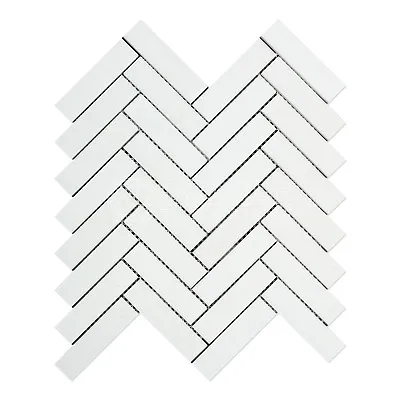 Thassos White Greek Marble 1 X 4 Herringbone Mosaic Tile • $9.50