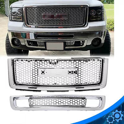 $139.92 • Buy For 07-13 GMC Sierra 1500 New Body Style Front Bumper Upper Grill + Lower Grille