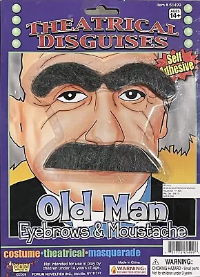 Old Man Gray Eyebrows And Moustache Kit Adult Halloween Costume Accessory • $6.99