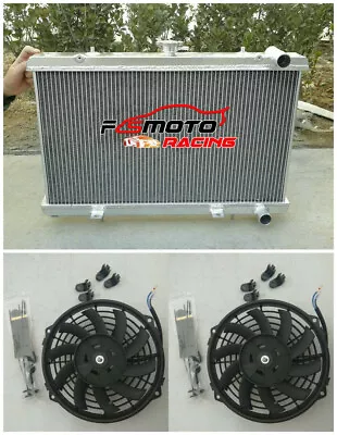 Alu Radiator &Fans For Nissan Silvia S13 180SX 200SX CA18DET 1.8L Turbo MT 88-94 • $178