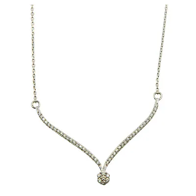 $48.27 • Buy Elegant   V   Shape Necklace Pendant W/ Lab Accents/ 925 Sterling Silver