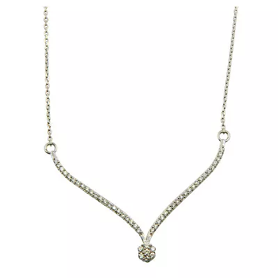 Elegant   V   Shape Necklace Pendant W/ Lab Accents/ 925 Sterling Silver • $55.51