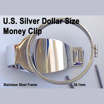 Silver Dollar Size Money Clip Stainless Coin Holder Bezel Morgan Peace Liberty ✅ • $55.75