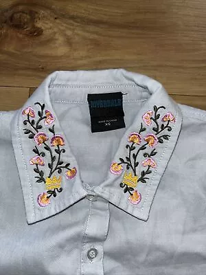 Riverdale Betty Embroidered Collar Tie Front Crop Shirt Womens XS Girly Kidcore • $9.95