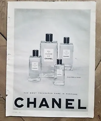 1958 CHANEL No 5 Eau De Cologne Various-sized Bottles Perfume Ad • £9.64