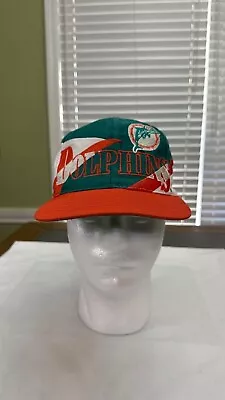 Vintage 90s Miami Dolphins Logo 7 Snapback Spellout Sharktooth Cap Hat NFL Rare • $32