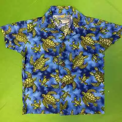 Made In Hawaii Blue Turtle Design Hawaiian Aloha Shirt Baby 9 Months • £9.74