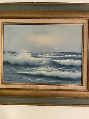 Original Arthur Martens Oil On Canvas Seagulls Ocean Waves Framed Signed • $175
