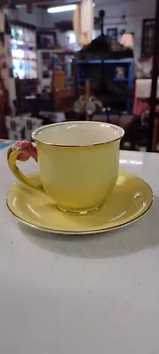 Vintage Royal Winton Grimwades Cup Saucer Canary Yellow Floral Handle • $14