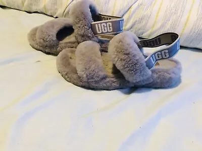 Ugg Slippers Size 5 Fluffy Grey • £11.99