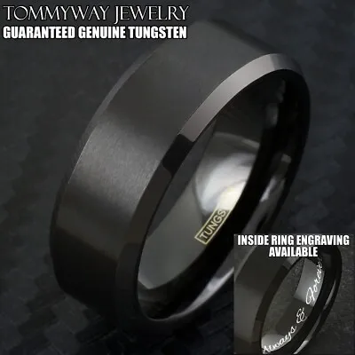 6/8mm Black Tungsten Carbide Men's Brushed Wedding Band Ring Engraving Avail. • $13.99