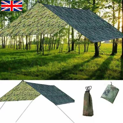 Waterproof Tent Tarp Rain Sun Shade Hammock Shelter Camping Picnic Pad Mat UK • £5.99