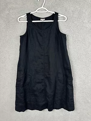 J Jill Tank Dress Women Small Petite Black Linen Scoop Neck Sleeveless Casual • $24.88