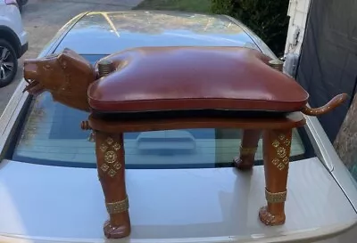 Vintage Camel Saddle Padded Foot Stool Unique • $150