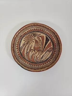 Vintage Decorative Clay Terracotta 5  Plate - Bird/Raven Aztec Design • $28