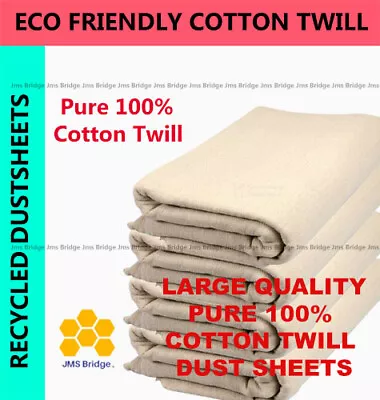 Cotton Twill Dust Sheets Various Sizes DIY Builder Decorating Cover Painters  • £15.87