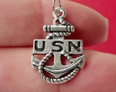 USN NAVY MILITARY VET ANCHOR Charm Sterling 925 Silver 20  Chain Female Men • $13.99