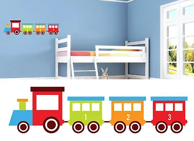 £7.99 • Buy Childrens/Kids Bedroom Wall Train Carriage Boys Red Orange Green Sticker Decal 