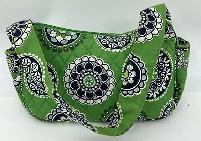 Vera Bradley Cupcake Women's Green Floral Quilted Zipper Shoulder Strap Handbag • $30.98