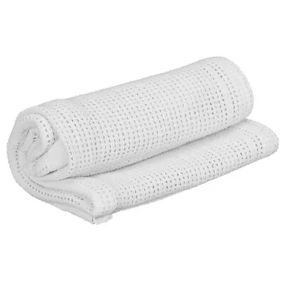 £7.49 • Buy 2 X 100% Cotton Baby Cellular Blanket Crib Pram Cot Bed 70x90cm - White
