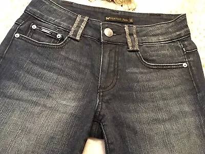 $180 Vertigo  Straight Leg Jeans Sz 26 Blue Jean Shimmering Black Stones • $35