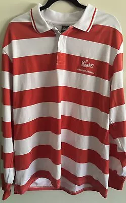 Coopers Sparkling Ale Rugby Top Size XL Red And White Stripe • $50