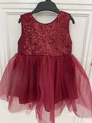 Baby Girls Red Sequin Occasion Dress Age 18-24 Months Great Quality • £3