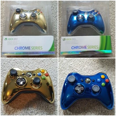 $87.85 • Buy Two Chrome Microsoft Xbox 360 Controllers. Blue Chrome Gold Chrome EUC CIB Rare