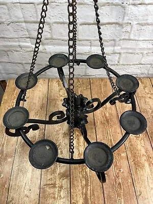 Vintage Spanish Revival Gothic Wrought Iron Chandelier Candle Holder • $210.30