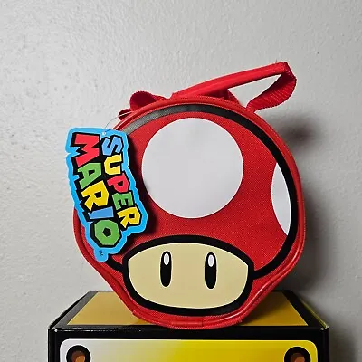 Super Mario Bros RED MUSHROOM Insulated Lunch Box Bag With Mystery Pow Block Box • $29.99