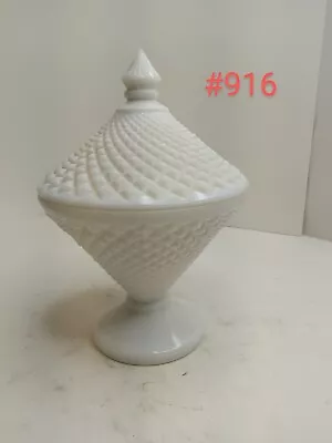 Vtg Milk Glass Westmoreland English Hobnail Diamond Candy Dish/Complete With Lid • $20