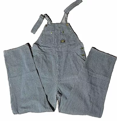 Mens Oshkosh Bib Overalls38x34 Train Striped Blue And White M16-24 Cotton • $45