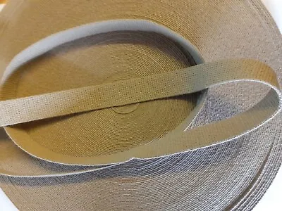 Honey KHAKI 16mm Plain Cotton Webbing Tape Soft Belt Strap Bag Dress Lanyard • £3.29