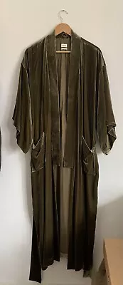 Toast Viscose Silk Velvet Dressing Gown S Olive Green • $341.92