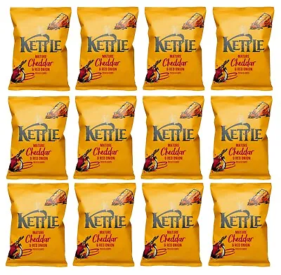 12 X KETTLE Chips Mature Cheddar & Red Onion Sharing Crisps Snacks 130g • $94.41