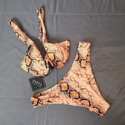 Zaful Snake Print Bikini Underwire Top Cheeky Bottom US 4 • $12