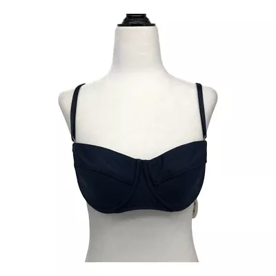 NWT Malia Mills Navy Chrysan Swim Top In Fortissimo Blue Size 36 Cup B/C • $99