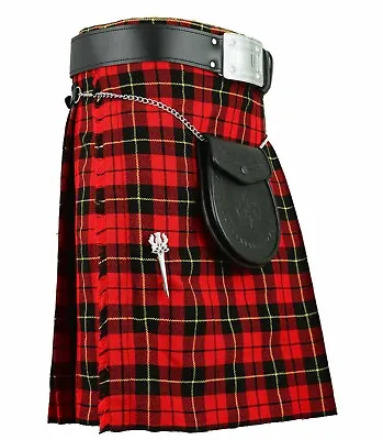 Scottish Mens Royal Steward Kilt 16oz Highland Skirt Dress 8 Yard Tartan Kilts • £29.99