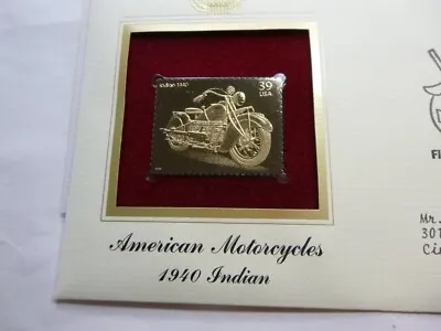 1940 Indian American Motorcycle 2006 1st Day Issue Usps 22kt Gold Stamp Rare K2 • $39.95