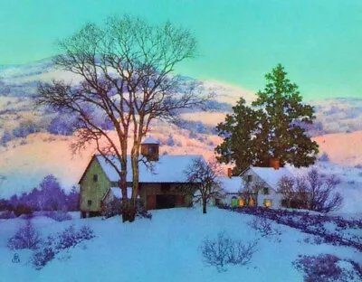 Farm In Winter  Afterglow  By Maxfield Parrish 8X10 PREMIUM PRINT • $15.97