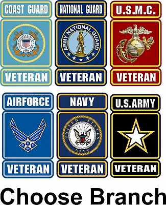U.S. Military Veteran With Logo Choose Branch Soldier Bumper Sticker Vinyl Decal • $3.75