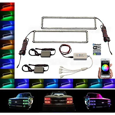 88-98 Chevy GMC Truck Color Changing LED RGB Lower Headlight Halo Ring BLUETOOTH • $109.95